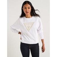 GUESS Cn Lace Triangle Sweatshirt L White