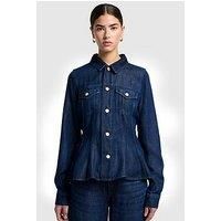 7 For All Mankind Stormy Flounce Trucker Jacket - Dark Wash