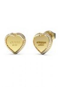 GUESS Fine Heart Button Earrings JUBE01427JWRHT-U/JUBE01427JWYGT-U, one Size, Non-Precious Metal, Not a Gemstone