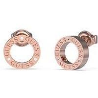 Guess Jewellery Circle Lights 14mm Logo Rose Gold Earrings UBE03173RG
