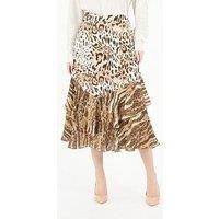 Guess Chantal Flare Midi Skirt - Brown