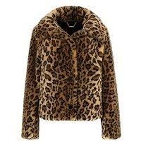 Guess Cecile Print Leopard Faux Fur Coat