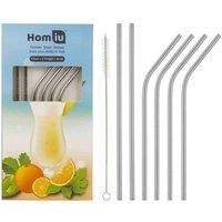 Homiu Stainless Steel Reusable Dining Drinking Straws 6 Straws & Cleaning Brush