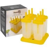 Ice Pop Lolly Popsicle Moulds Homiu Reusable Lid Base 6 Pack Kitchen Yellow