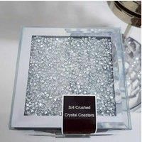 Set Of 4 Silver Jewel Mirror Coasters