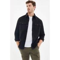 Threadbare Men's 'Ministry' Lightweight Cotton Shacket in Black | Size: Small