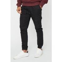 Threadbare Men's 'Garrix' Cotton Blend Cargo Pocket Jogger Style Trousers in Black | Size: XL
