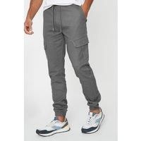 Threadbare Men's 'Garrix' Cotton Blend Cargo Pocket Jogger Style Trousers in Grey | Size: Medium