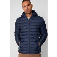 Threadbare Men's 'State' Matte Finish Padded Hooded Jacket in Navy | Size: XL