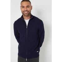 Threadbare Men's 'Wynnstay' Zip-Through Funnel Neck Knitted Cardigan in Navy | Size: XL