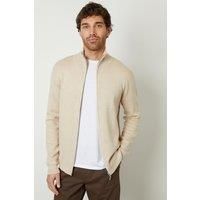 'Wynnstay' Zip-Through Funnel Neck Knitted Cardigan