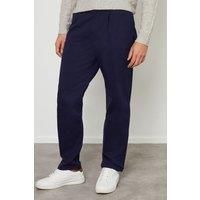 'Fog' Cotton Straight Leg Pleated Chino Trousers With Stretch