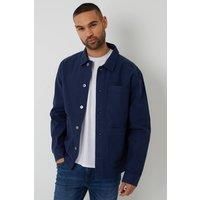 Threadbare Men's Button Up Lightweight Collared Utility Jacket in Navy | Size: Medium