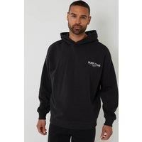 Threadbare Men's Graphic Print Relaxed Fit Pullover Hoodie in Black | Size: Small