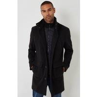 Faux Wool Mock Layer Longline Utility Coat