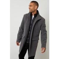 Threadbare Men's Faux Wool Mock Layer Longline Utility Coat in Charcoal | Size: Medium
