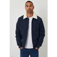 Threadbare Men's Borg Collar Bomber Jacket in Navy | Size: XL