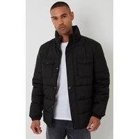 Threadbare Men's Padded Funnel Neck Jacket in Black | Size: Large