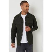 Threadbare Men's Cargo Pocket Twill Shacket in Dark Green | Size: 2XL