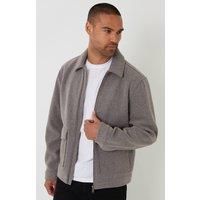 Threadbare Men's Brushed Collared Lightweight Utility Jacket in Taupe | Size: XL