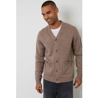 Threadbare Men's Knitted V-Neck Cardigan in Taupe | Size: Large
