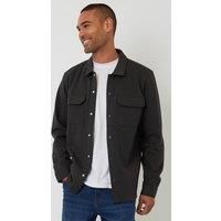 Threadbare Men's Cotton Blend Popper Fastening Pique Shacket in Navy | Size: Large