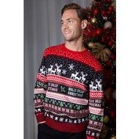 Threadbare Men's Christmas Fairisle Knitted Jumper in Black | Size: Small
