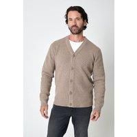Threadbare Men's Rib Knit Button Up Cardigan in Taupe | Size: Medium