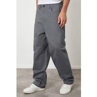 Threadbare Men's Baggy Fit 5 Pocket Chino Trousers in Dark Grey | Size: 32R