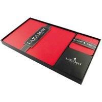 Set of 8 London Red Recycled Leather Placemats and 8 Leather Coasters