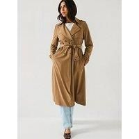 GUESS Women/'s Eco Maya Unstructured Trench Coat, Wet Sand Multi, L
