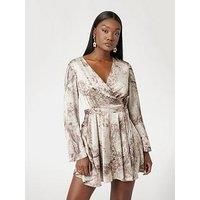 Guess New Laila Mini Flare Dress Long Sleeve - Brown