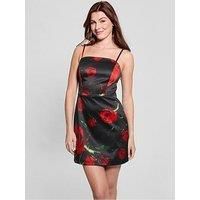 Guess Rose Print Mini Dress - Black
