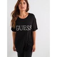 Guess Logo Long Ss Tee - Black