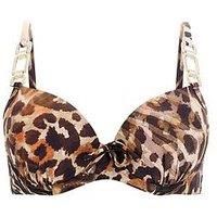 Guess Leopard Print Padded Wire Bikini Top - Animal Print