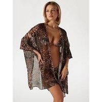 Guess Women/'s Kimono E5GK03WH4T2 Animal Print All Over PE25, multi-coloured, S