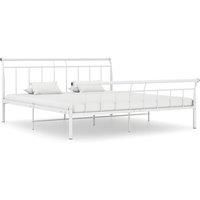 Bed Frame White Metal 160x200 cm