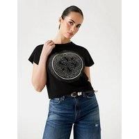 Guess Slim Fit 4G Logo T-Shirt- Black
