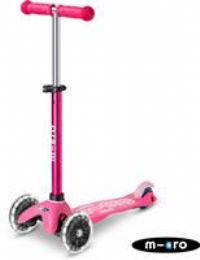 Micro Mini Led Deluxe Light Up Scooter Pink 2-5 Years Tilt And Lean Toddler Girls Childrens 3 Wheel