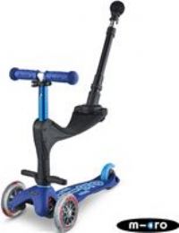 Micro Mini 3In1 Deluxe Push Along Scooter Blue Nursery Toddler Parent Handle First Scooter Boy Girl