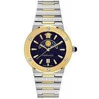Versace Greca Logo Moonphase Quartz Watch, PVD Gold, Blue, 38 mm, VE7G00223
