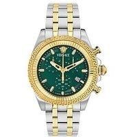Versace Fornax 44Mm 2-Tone Case Chronograph Green Dial Watch