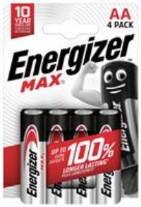 Energizer Max Alkaline Battery AA LR6, 4 each