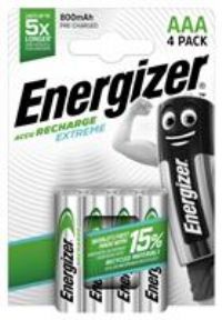 4 x Energizer ACCU Recharge Extreme 800mAh Rechargeable AAA Batteries Blister Pk