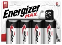 4 X ENERGIZER MAX D SIZE PLUS POWER ALKALINE BATTERIES LR20 MN1300 - EXPIRY 2030