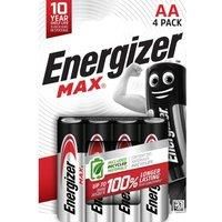 Energizer Max Alkaline Battery AA LR6, 4 each