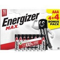 Energizer S15271 MAX AAA Alkaline Batteries (Pack 4 + 4 FREE)