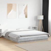 Berkfield Home Bed Frame with LED Lights without Mattress Concrete Grey 150x200cm | Size: 150x200 cm