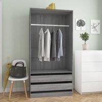 Berkfield Home Wardrobe Grey Sonoma 100x50x200 cm Engineered Wood | Size: 100 x 50 x 200 cm