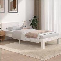 Bed Frame White Solid Wood Pine 90x200 cm